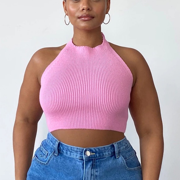 PrettyLittleThing Tops - NWOT PLT Knit Halter Crop Top